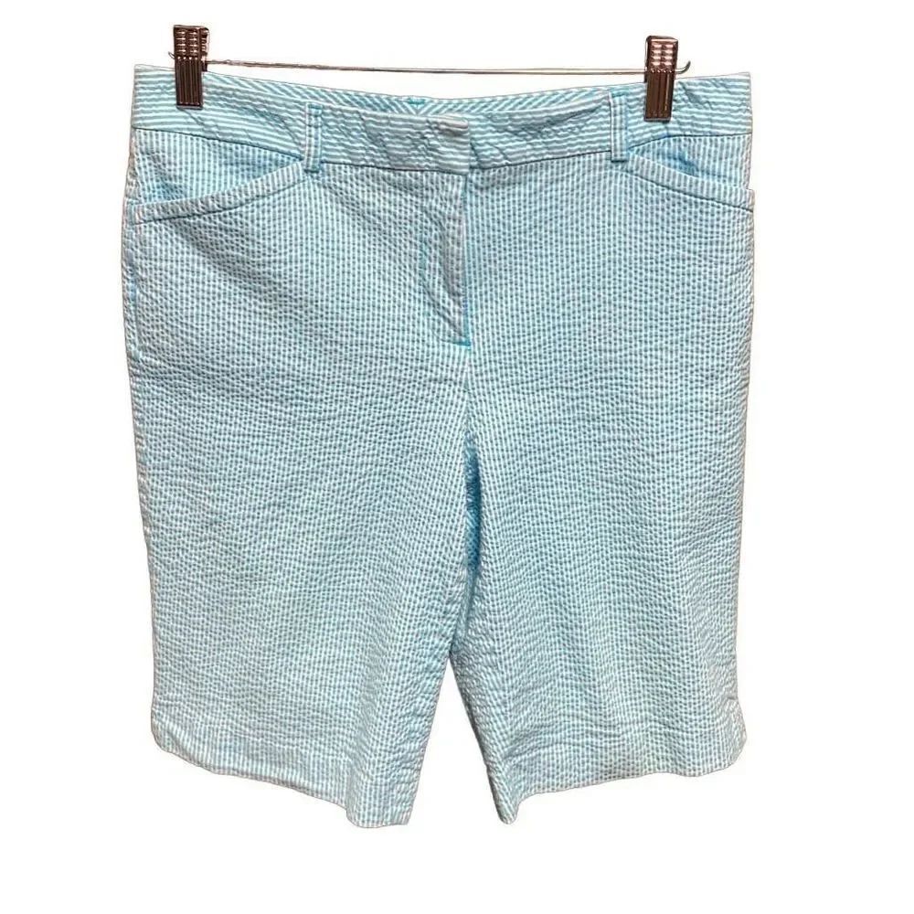 Charter Club Blue Seersucker Bermuda Shorts Size 6